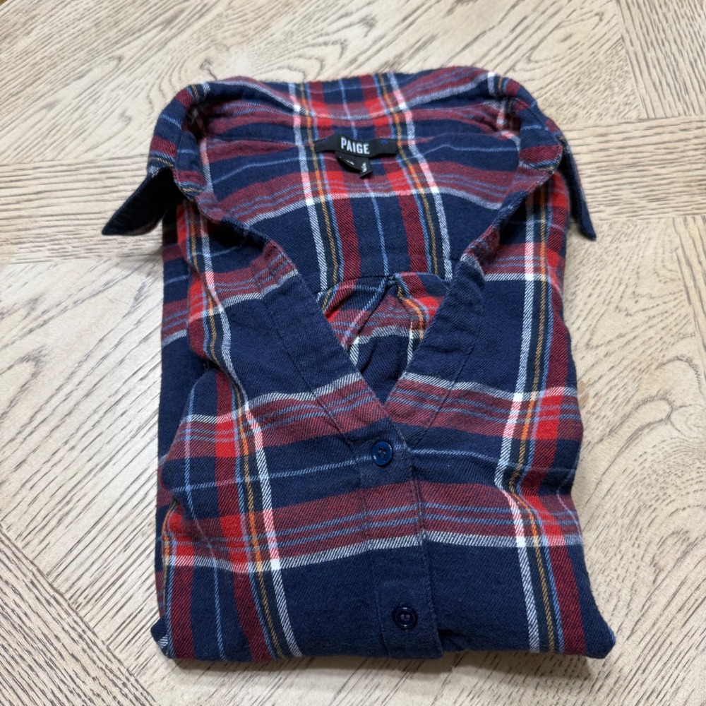 Paige‎ Women's XS Plaid Davlyn Long Sleeve Flannel Button Up Shirt Casual Top